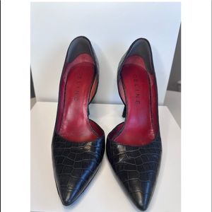 Celine Dorsay Leather Animal Print Pumps